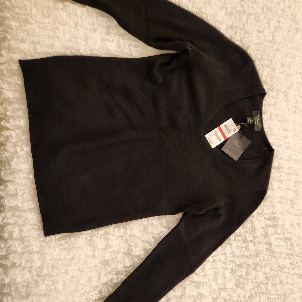 Charter Club Black V-Neck Sweater